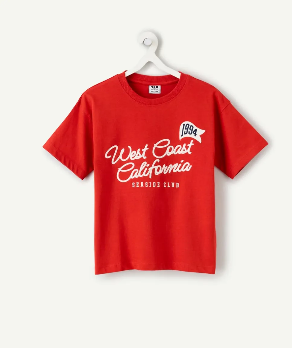 T-shirt garçon coton rouge imprimé
