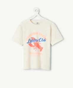 T-shirt garçon écru imprimé homard