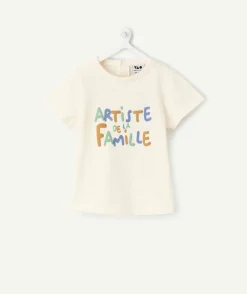T-shirt garçon écru imprimé message