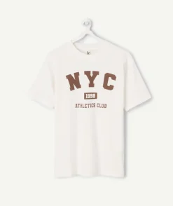 T-shirt garçon droit blanc imprimé