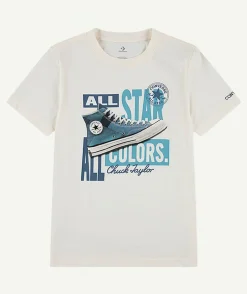 T-shirt garçon droit blanc imprimé