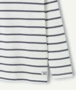 T-shirt garçon droit blanc rayé