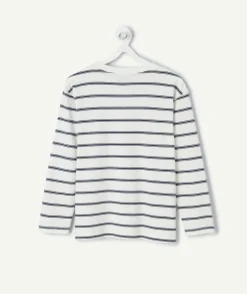 T-shirt garçon droit blanc rayé