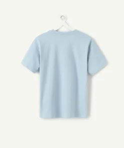 T-shirt garçon droit bleu imprimé