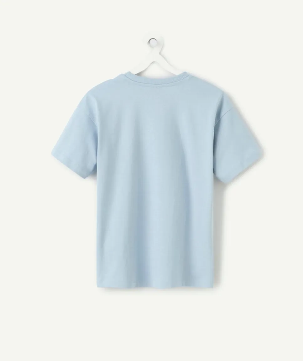 T-shirt garçon droit bleu imprimé