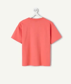 T-shirt garçon droit corail imprimé