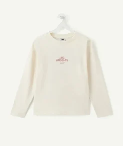 T-shirt garçon droit écru imprimé