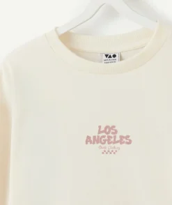 T-shirt garçon droit écru imprimé