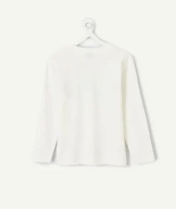 T-shirt garçon droit écru imprimé
