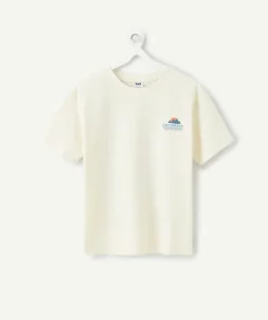 T-shirt garçon droit écru imprimé