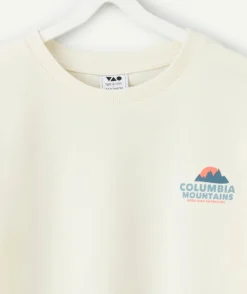 T-shirt garçon droit écru imprimé