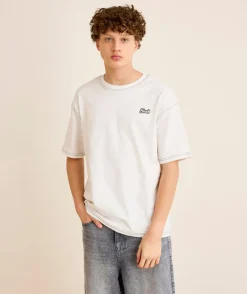 T-shirt garçon droit écru imprimé