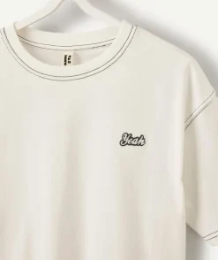 T-shirt garçon droit écru imprimé