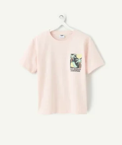 T-shirt garçon droit rose imprimé
