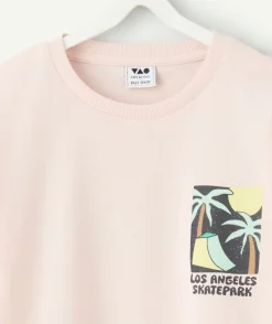 T-shirt garçon droit rose imprimé