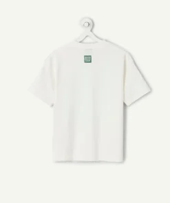 T-shirt garçon en coton blanc imprimé