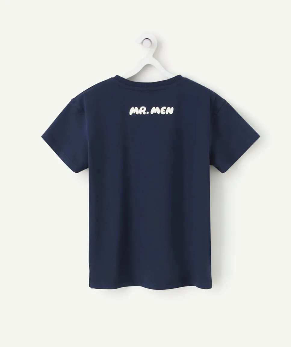 T-shirt garçon en coton bleu marine motif monsieur x madame