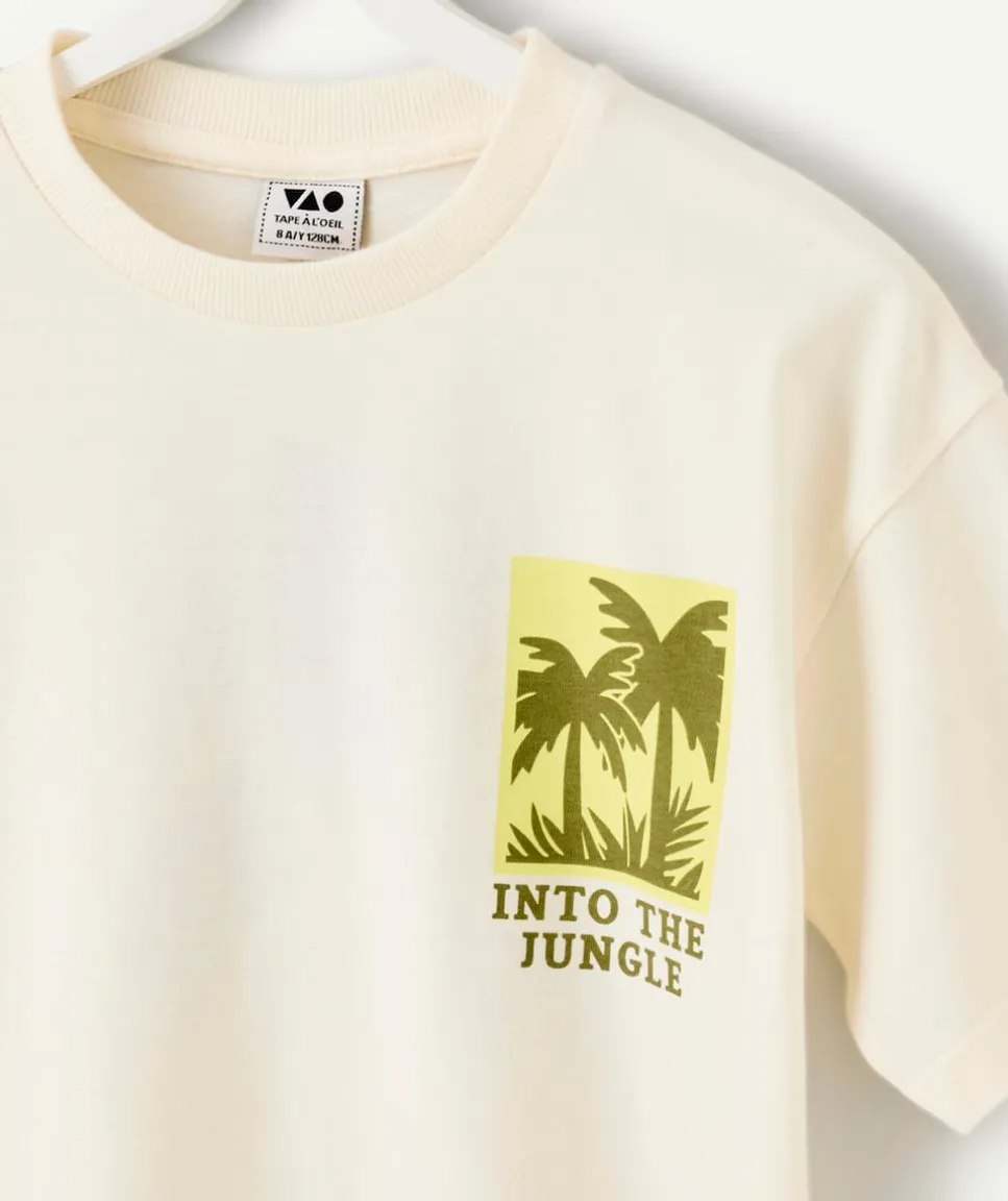 T-shirt garçon imprimé crème