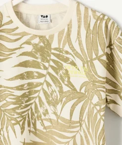 T-shirt garçon imprimé feuilles vertes