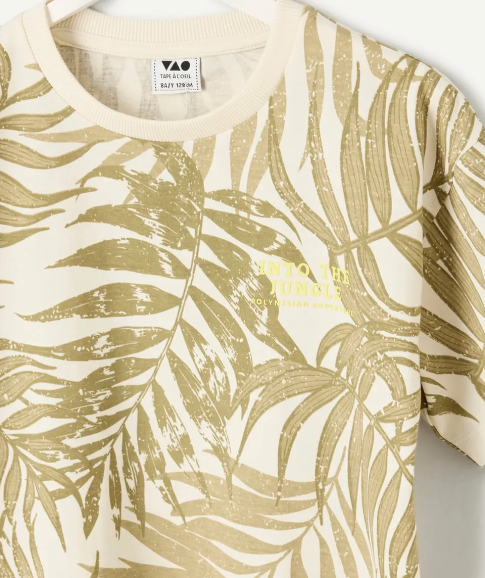T-shirt garçon imprimé feuilles vertes