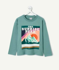 T-shirt garçon imprimé montagne vert