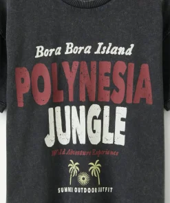 T-shirt garçon imprimé polynesia noir