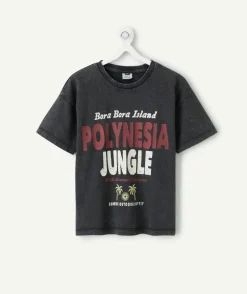 T-shirt garçon imprimé polynesia noir