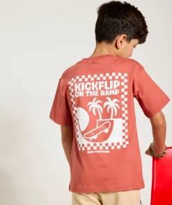 T-shirt garçon imprimé skate orange