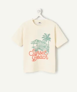 T-shirt garçon imprimé sunset beach crème
