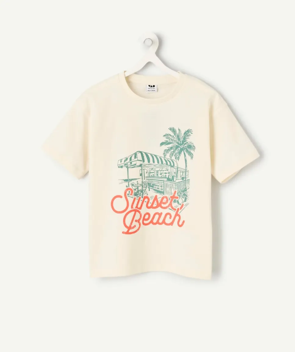 T-shirt garçon imprimé sunset beach crème