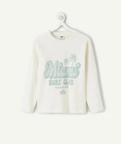 T-shirt garçon manches longues blanc imprimé
