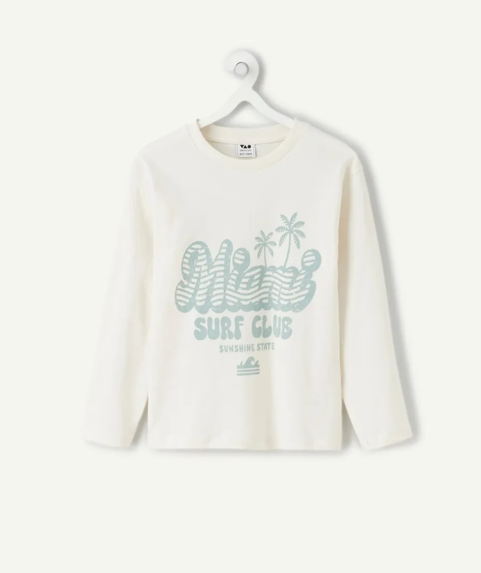 T-shirt garçon manches longues blanc imprimé