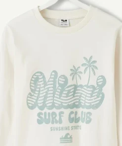 T-shirt garçon manches longues blanc imprimé
