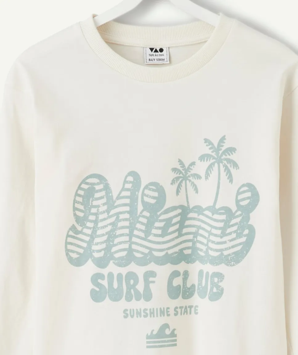 T-shirt garçon manches longues blanc imprimé