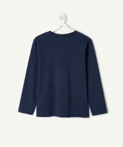 T-shirt garçon manches longues bleu imprimé