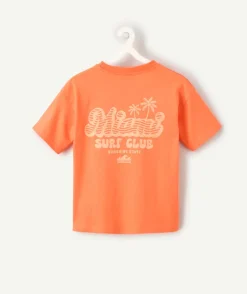 T-shirt garçon orange imprimé