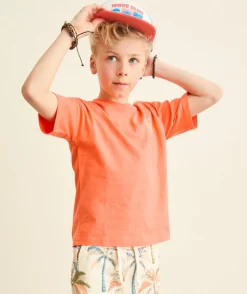 T-shirt garçon orange imprimé
