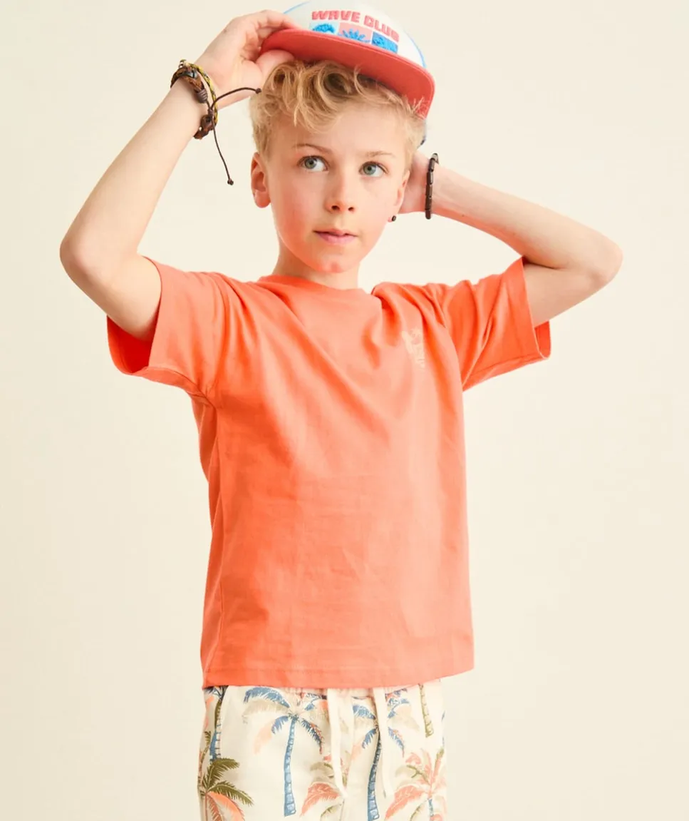 T-shirt garçon orange imprimé