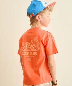 T-shirt garçon orange imprimé