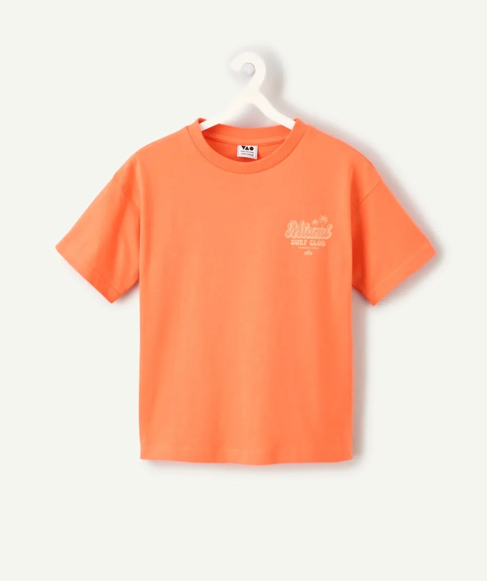 T-shirt garçon orange imprimé