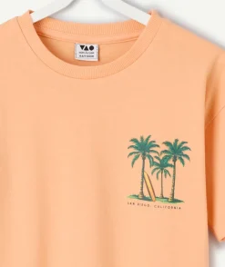 T-shirt garçon orange imprimé palmiers