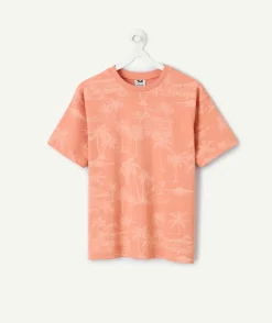 T-shirt garçon orange imprimé palmier