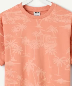 T-shirt garçon orange imprimé palmier