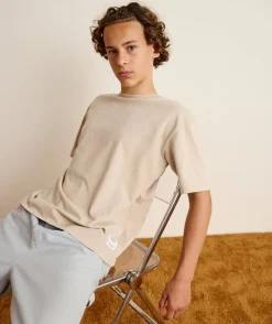 T-shirt garçon oversize beige imprimé