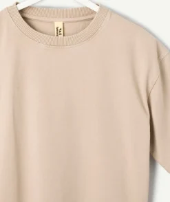T-shirt garçon oversize beige imprimé