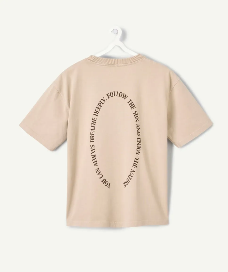 T-shirt garçon oversize beige imprimé