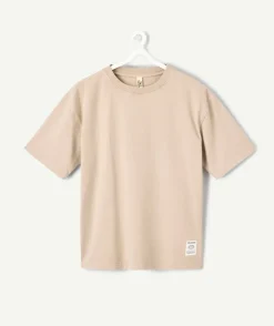 T-shirt garçon oversize beige imprimé