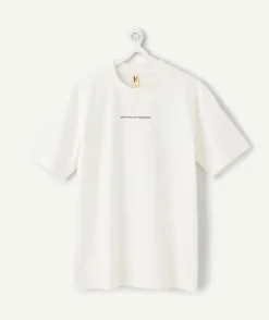 T-shirt garçon oversize blanc imprimé