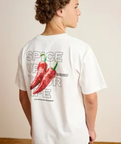 T-shirt garçon oversize blanc imprimé