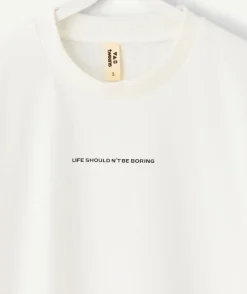 T-shirt garçon oversize blanc imprimé
